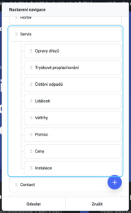 Nastavení navigace a rozbalovací nabídky