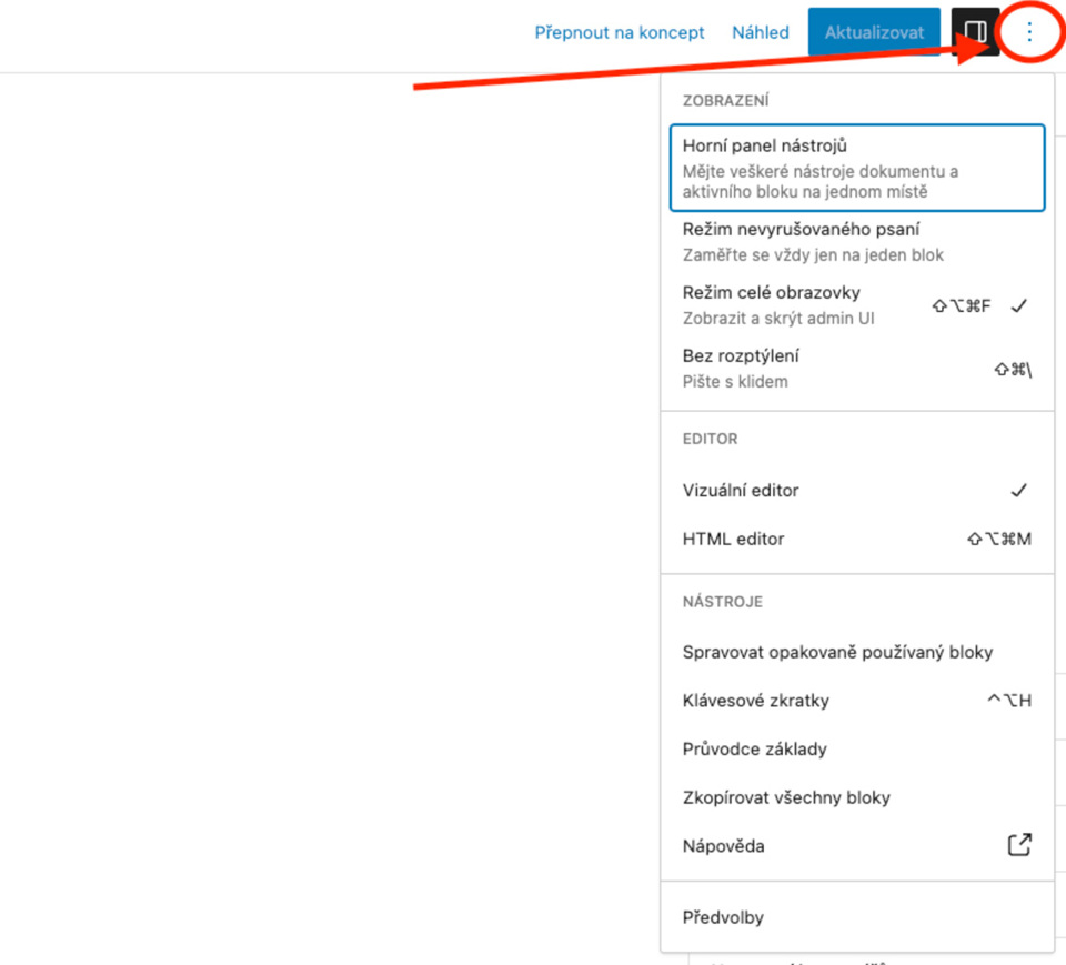 Nastavení Gutenberg editoru WordPress