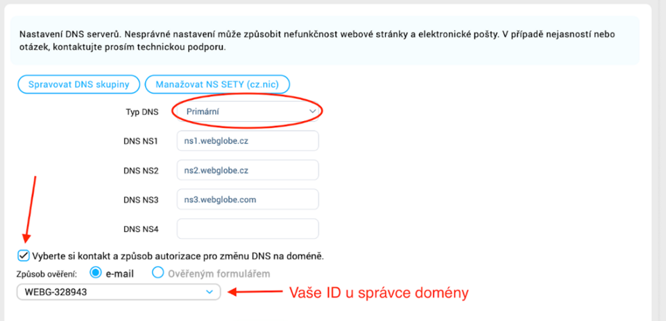 DNS nameservery Webglobe