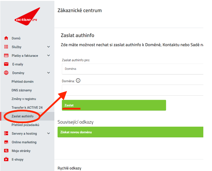 Kde najít Active24 auth info