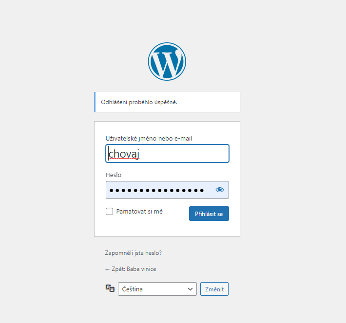 Přihlašovací formulář WordPress