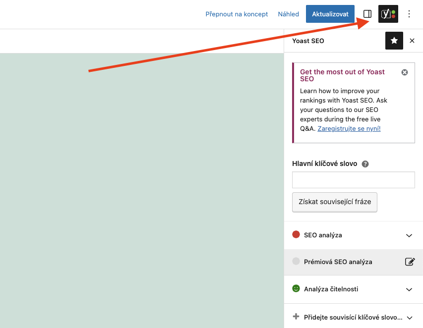 Yoast SEO v Gutenberg editoru