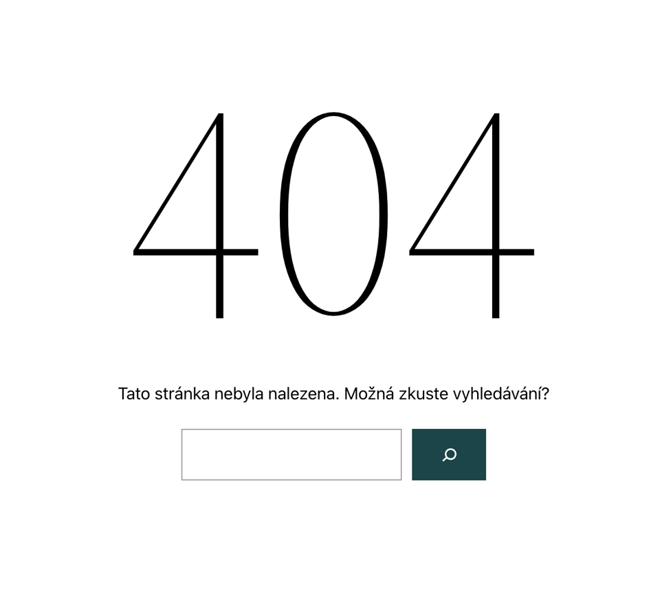 404 chybová stránka ve WP šabloně Twenty Twenty-Two