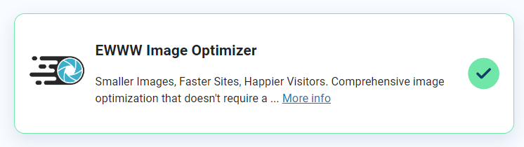 Plugin EWWW Image optimizer úspěšně nainstalován a aktivován