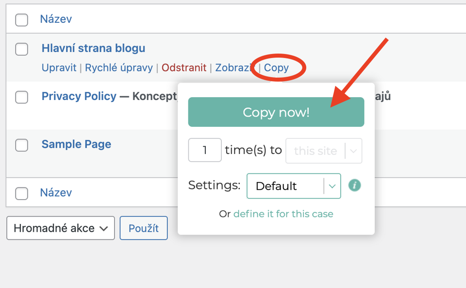 Duplikování stránek a příspěvků pomocí WP pluginu Duplicate Post