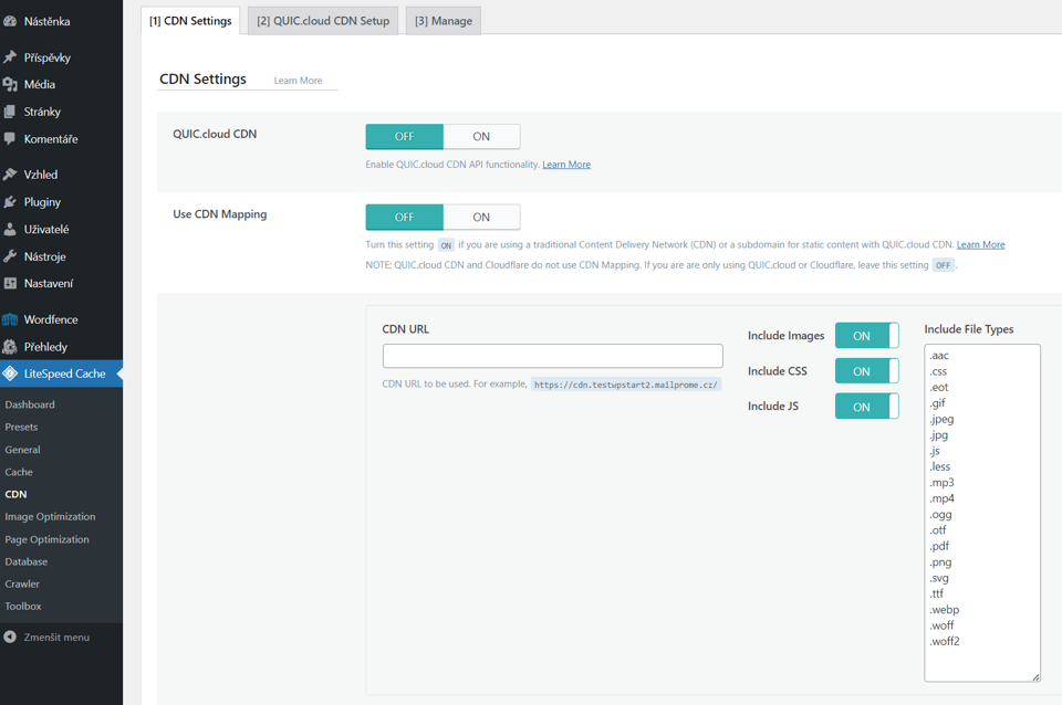 nastavení CDN (Content Delivery Network)