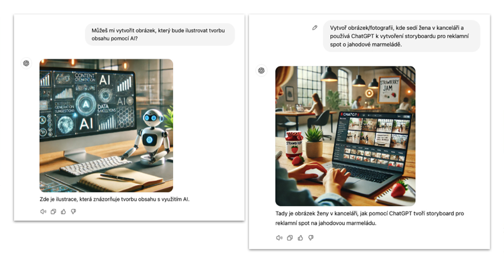 Ukázka konverzací s ChatGPT nad tvorbou obsahu